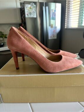 Michael Kors Suede Pointed-Toe Heels in Dusty Rose